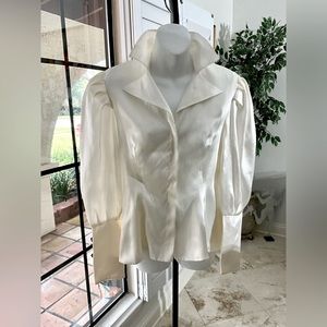 J. Peterman silk button-down blouse in champagne size 10 vintage, new with tags!